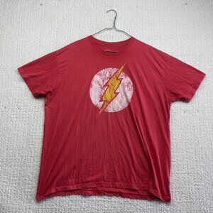 Retro The Flash DC Comics Faded Red Distressed Logo T-Shirt Men’s Size 2XL Read